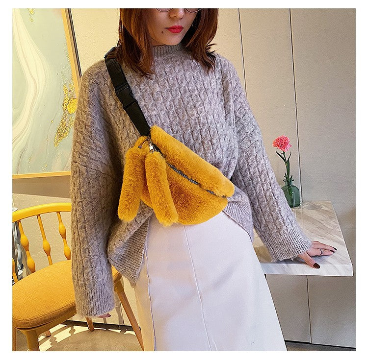 Women's Fashion Shoulder Fur Messenger Bag