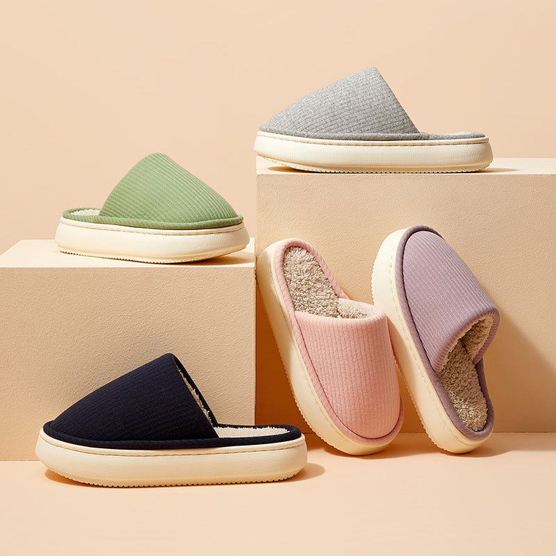 Multicolor Cotton Slippers Solid Color Simple Thick Sole