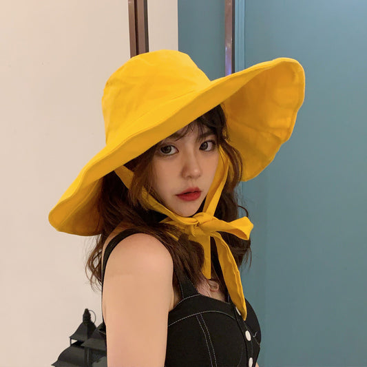 Women's Wide Brim Sun Protection Windproof Big Brim Fisherman Hat