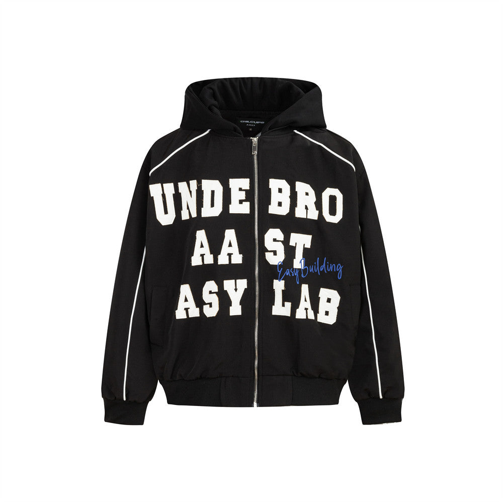 American High Street Letter Patch Embroidery Contrast Color Coat For Men