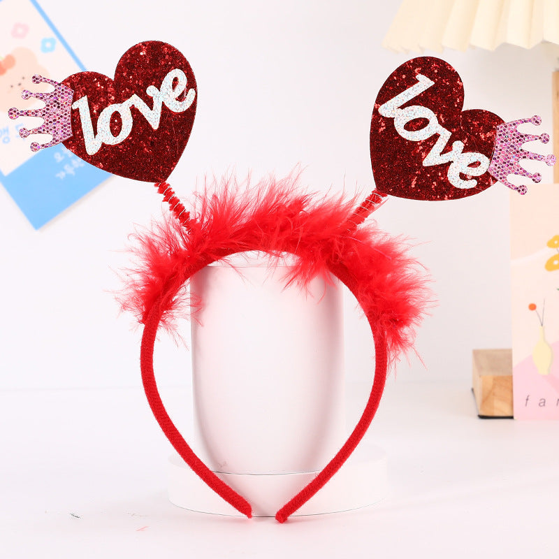 Red Heart Headband Accessories Three-dimensional