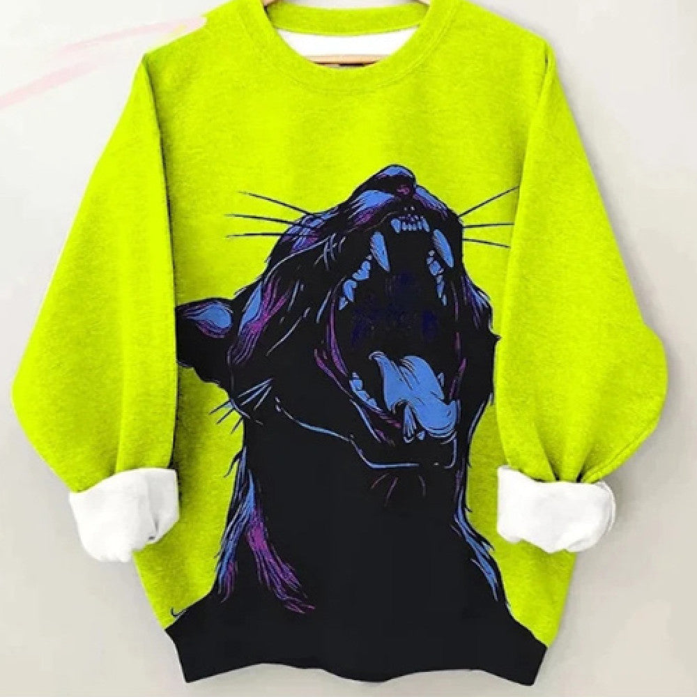 Dame Sweater Moderne Farverig Gepard Kunst Langærmet Print