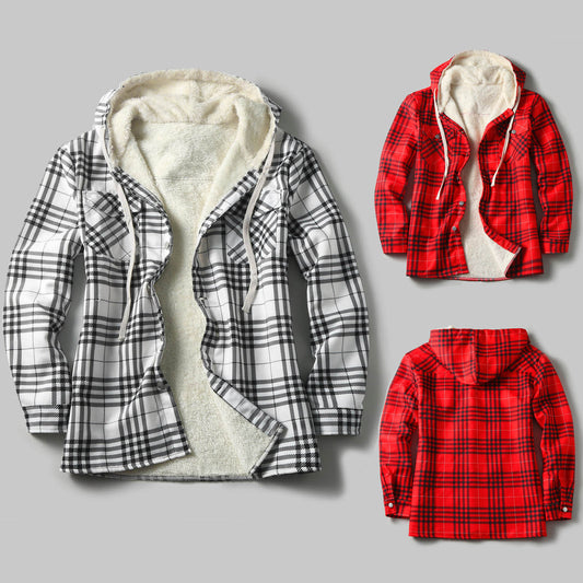 Men's Hooded Fleece-lined Shirt Coat