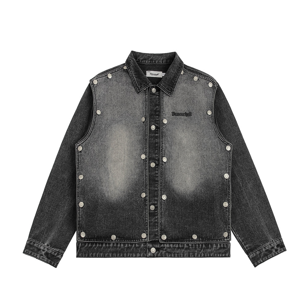 High Street Design Wash Spray Painting Bright White Polo Collar Jacket