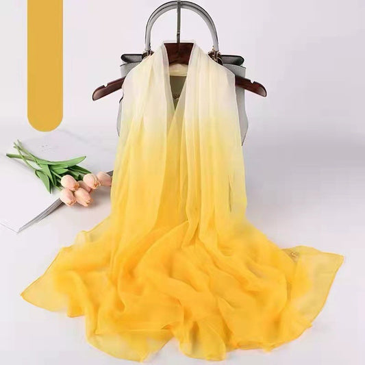 Ladies Gradient Color Summer Soft Yarn Silk Scarf