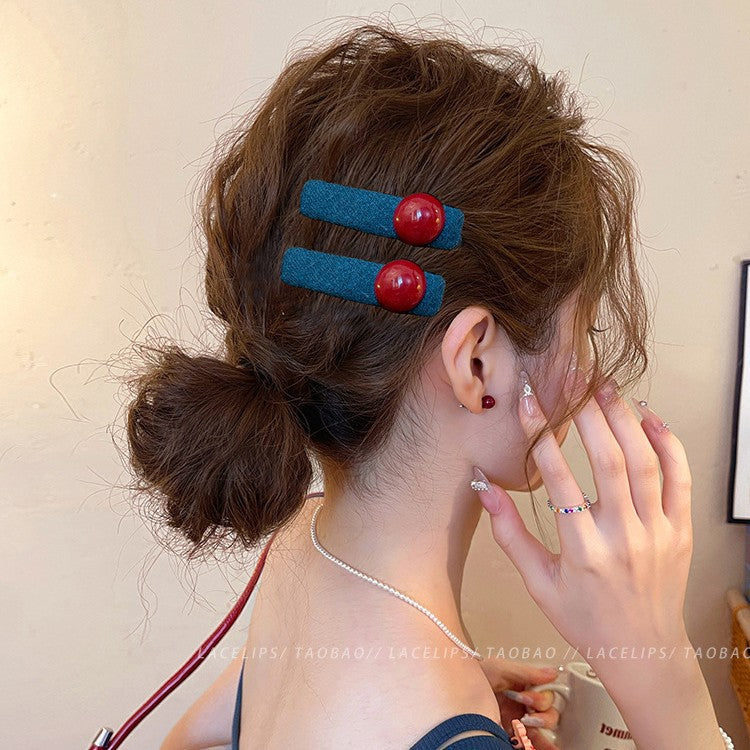 Blue Red Beads Barrettes Women