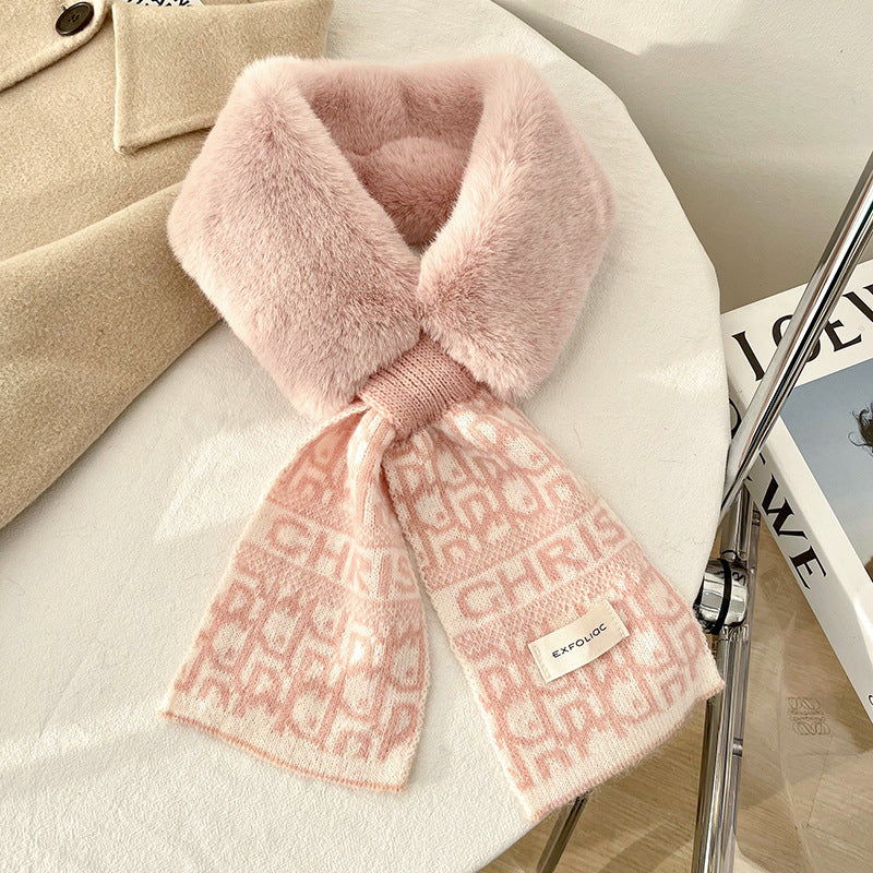 Women's Thickened Warm Plaid Plush Scarf