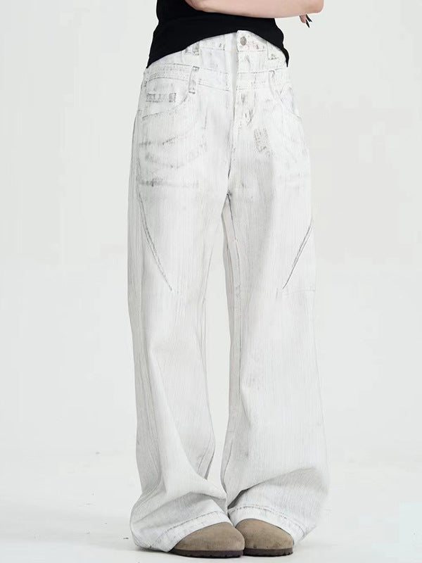 White Dirty Pants Mopping Suit Pants