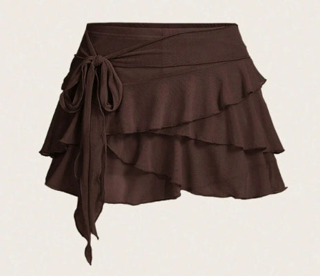 Women's Layered Ruffled Low Waist Skirt