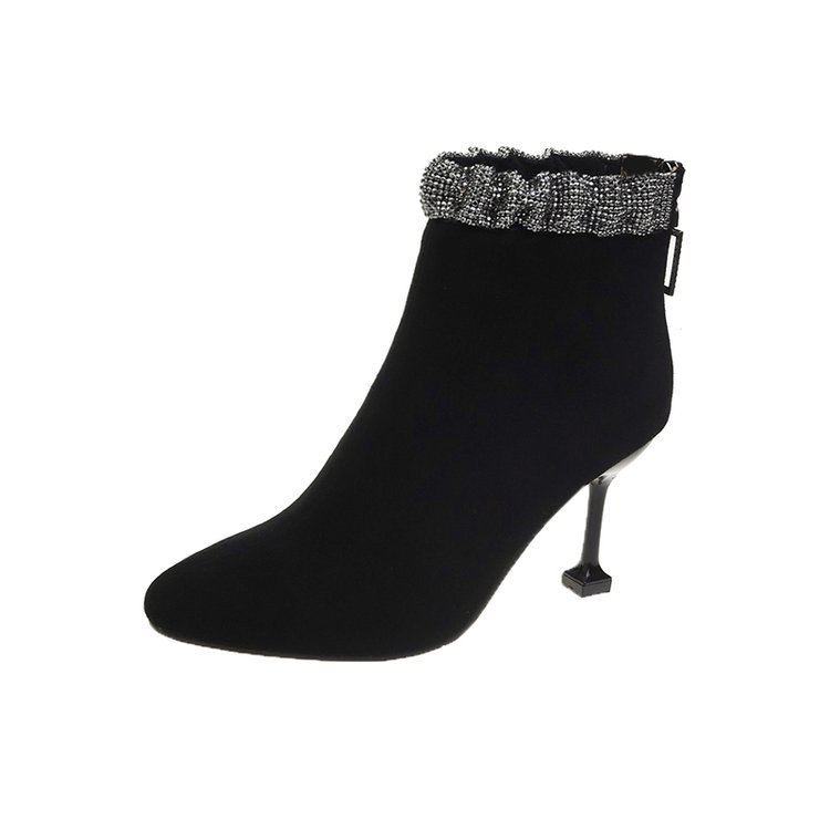 High-heeled Stiletto And Pointed Back Zipper Fashion Ankle Boots