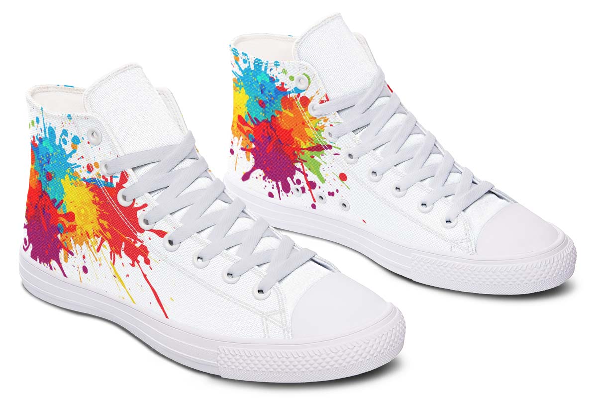 Men's And Women's Fashion Color Printing High-top Canvas Shoes