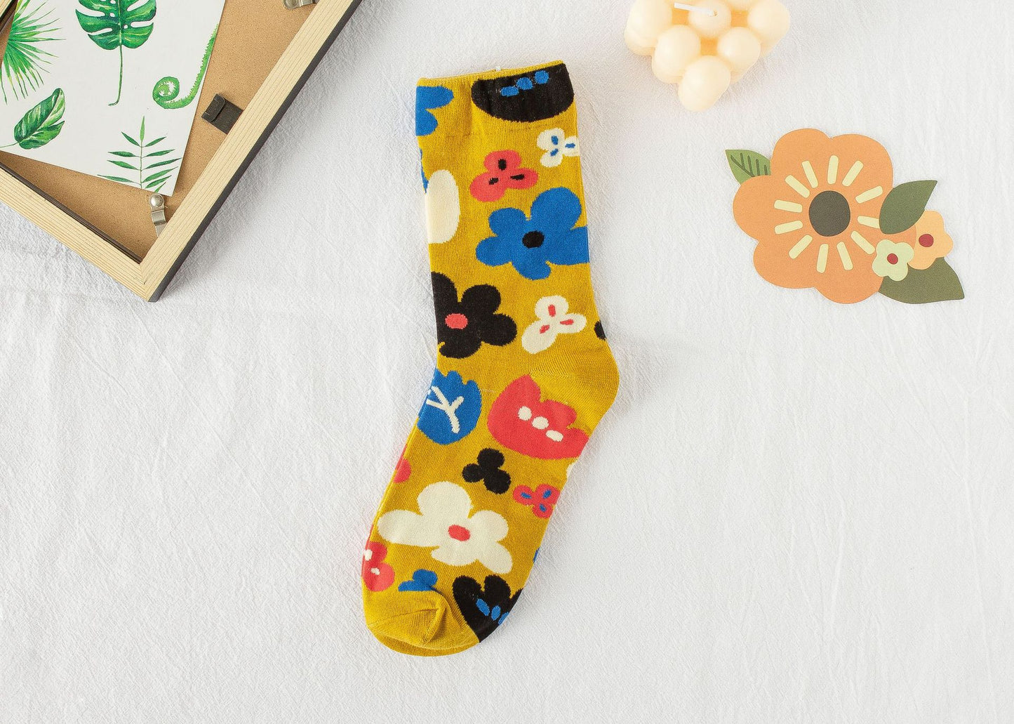 Summer Small Flower Socks Japanese Color Matching Cotton Socks Tube