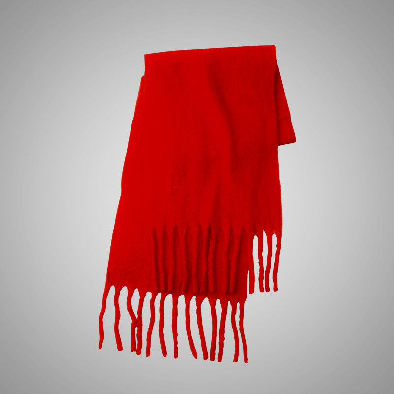 Mohair Casual Stil Blød Fluffy Ensfarvet Varmt Tørklæde