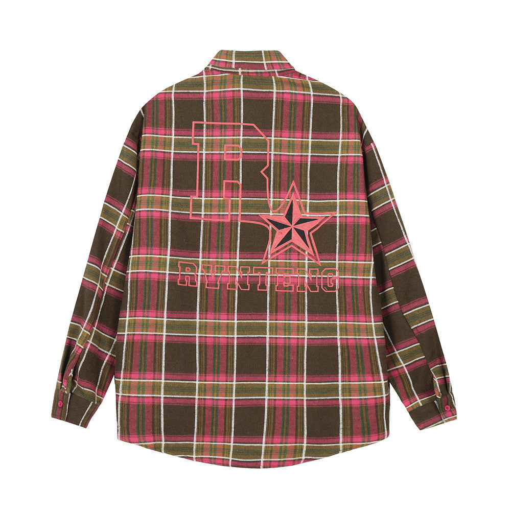 Letter Five-pointed Star Printed Loose Casual Shirt Coat