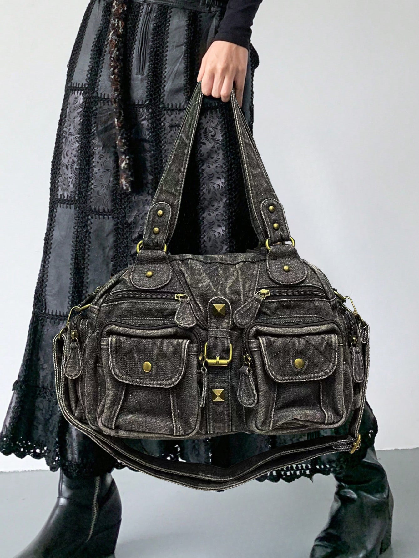 Women's Multi-pocket Distressed Vintage Crossbody Bag