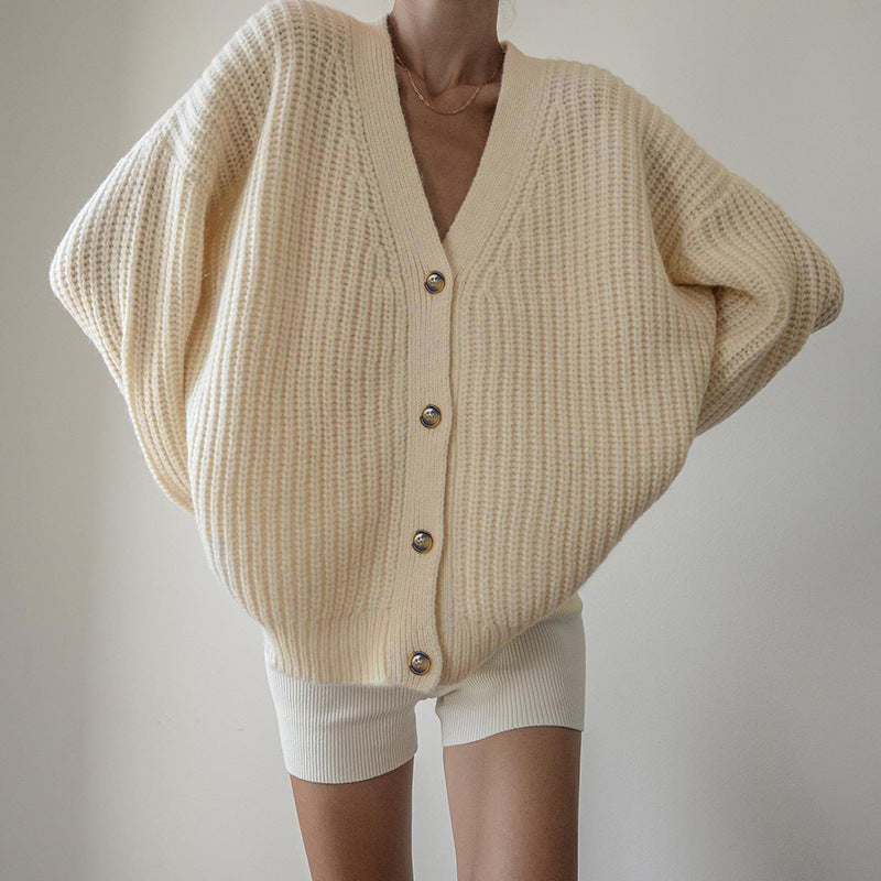 Comfortable Casual V-Neck Loose Sweater Solid Color