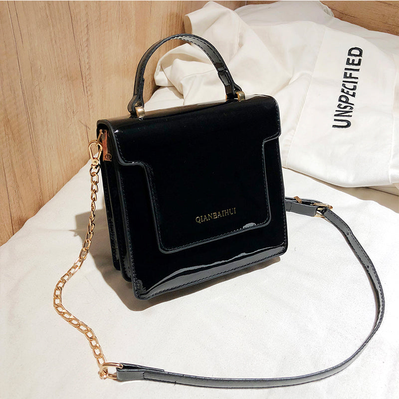 Lacquer Leather Versatile Chain One Shoulder Crossbody Small Square Bag