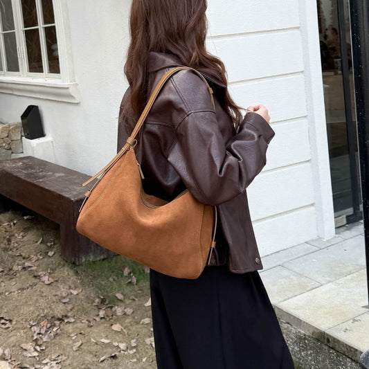 Large-capacity Tote Bag Made From Matte Cowhide