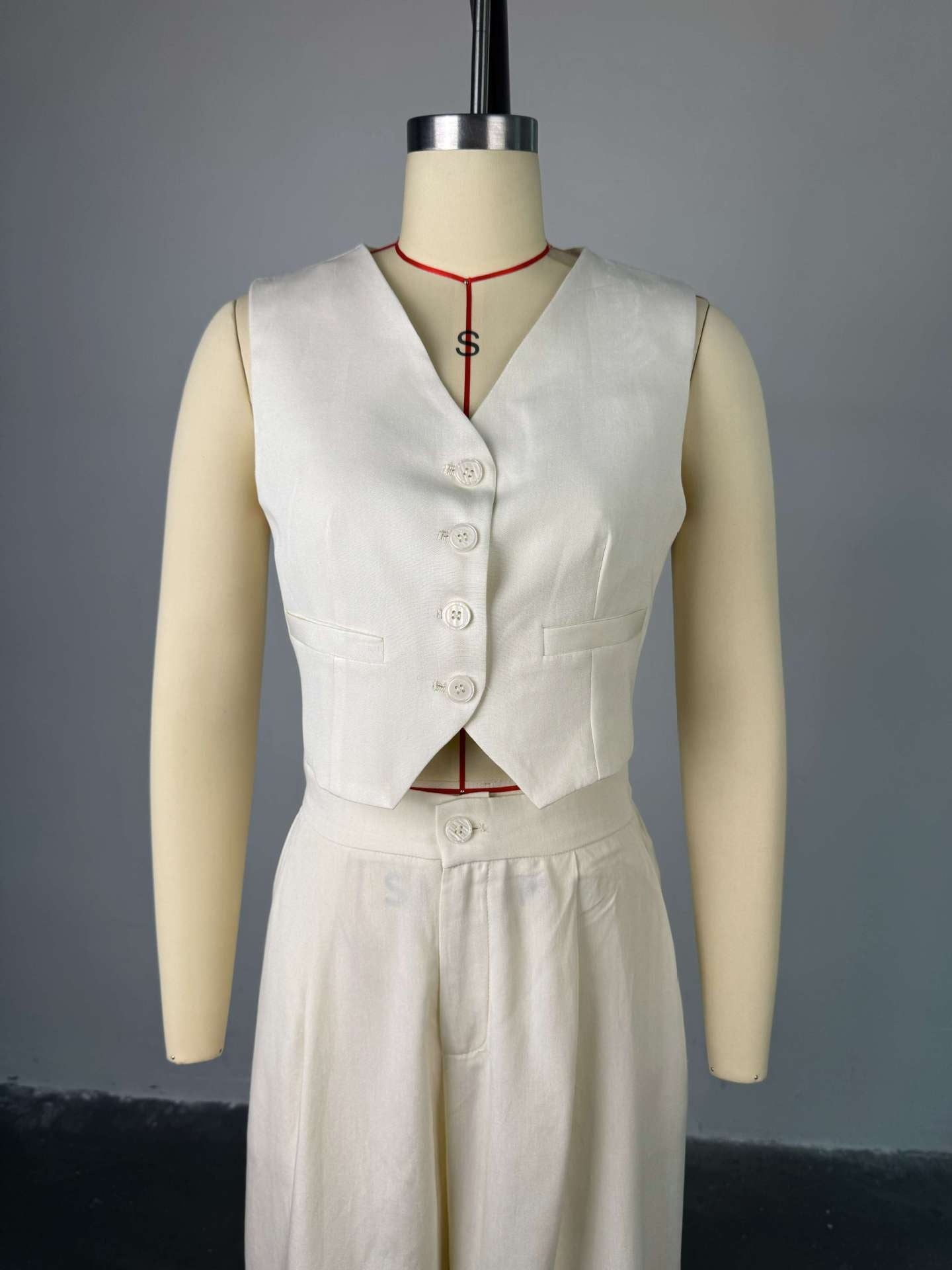 Simple And Elegant Vest Top High-Waist Wide-Leg Pants Casual Suit