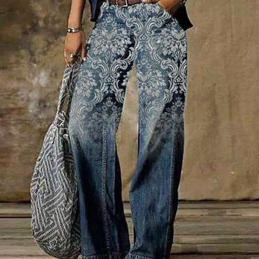Jeans med diagonalvævning og 3D-mønster – casual bukser