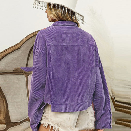 Beaded Jacket In Corduroy European And American Style