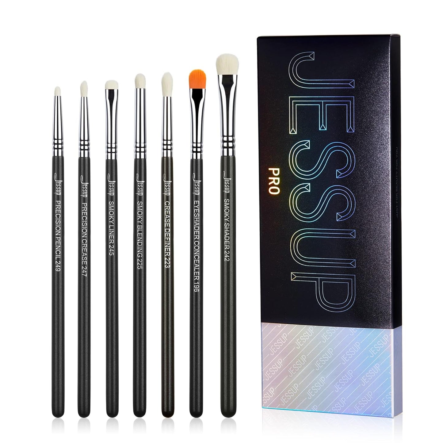 Jessup Abgewinkeltes Eyeliner Pinsel Set, 3-Teilig Pro Precision Eyelinerpinsel Fein Geflügelte Ultradünne Schräge Gel Makeup Pinsel Für Flüssigen Eyeliner Schwarz T345