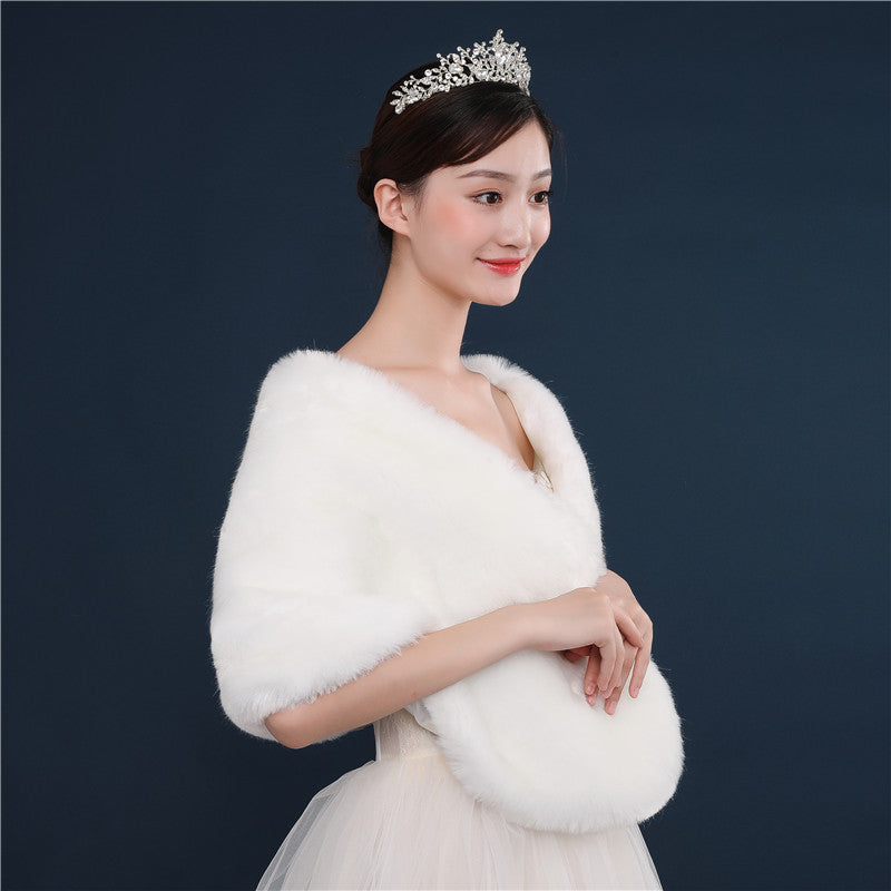Warm Imitation Fur Thick White Fur Shawl Autumn And Winter New