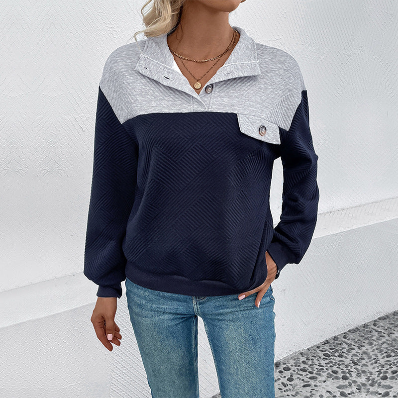 Reversfarvet Matchende Langærmet Sweater til Kvinder