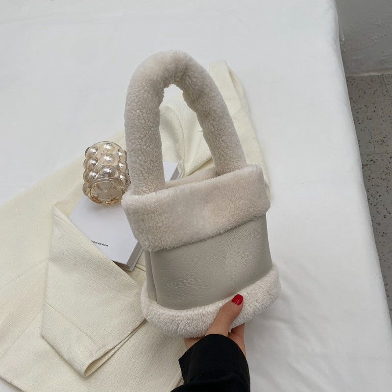 Tide Personality Splicing Fur Bag Sweet Handbag