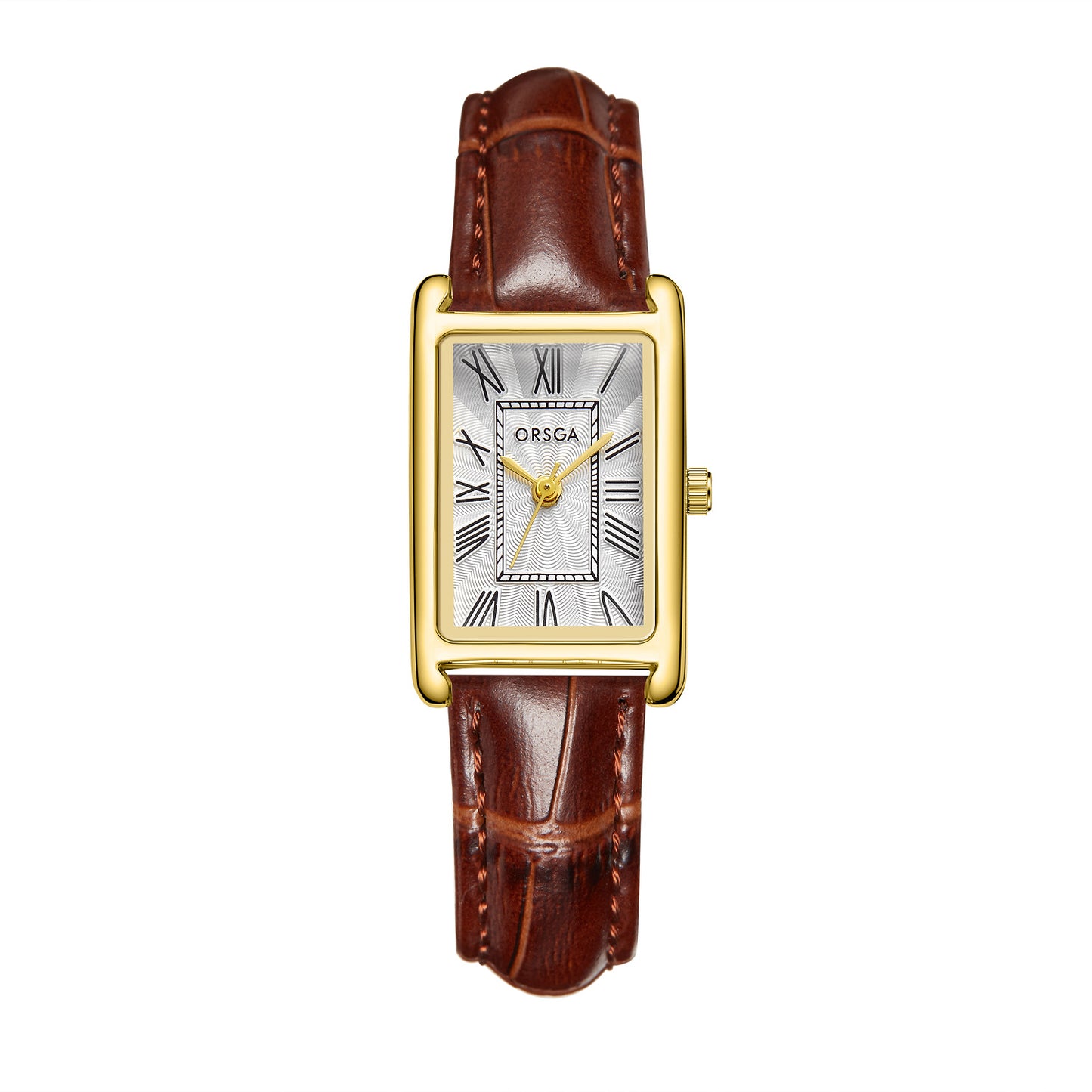 Fashionable Womens Square Steel-Strap Quartz Watch