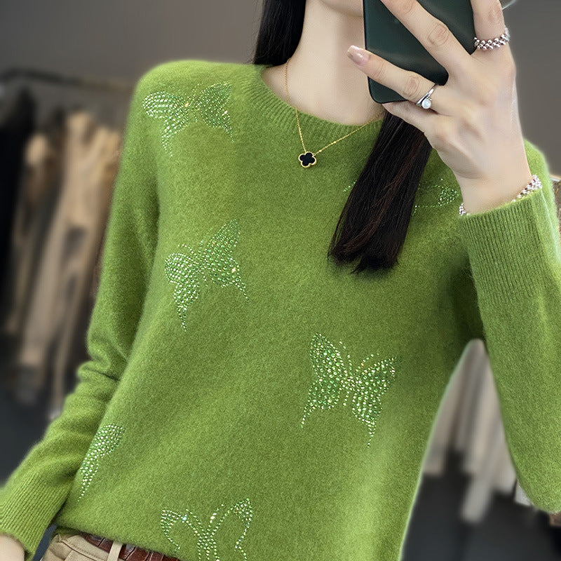 Round Neck Patterned Base Shirt For Women