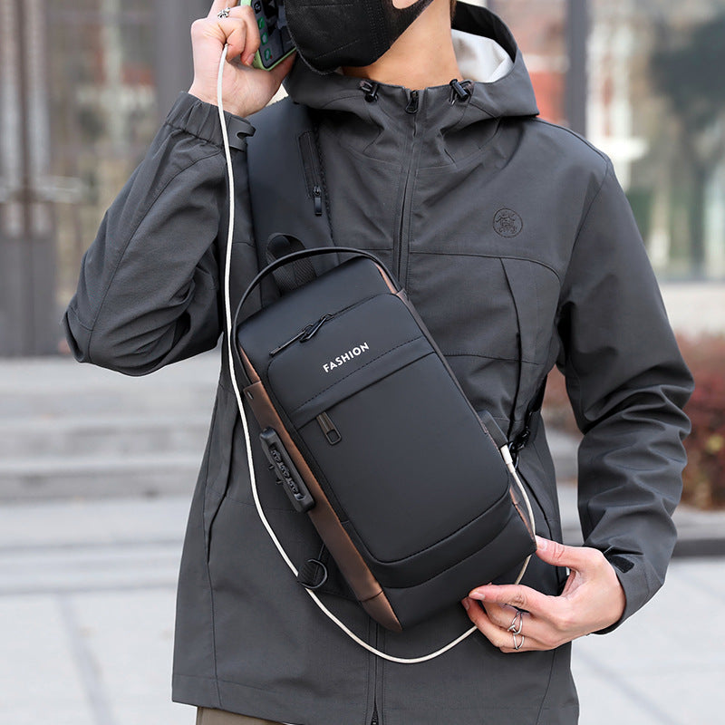 Password Lock Men's Leisure Bag With Large Capacity