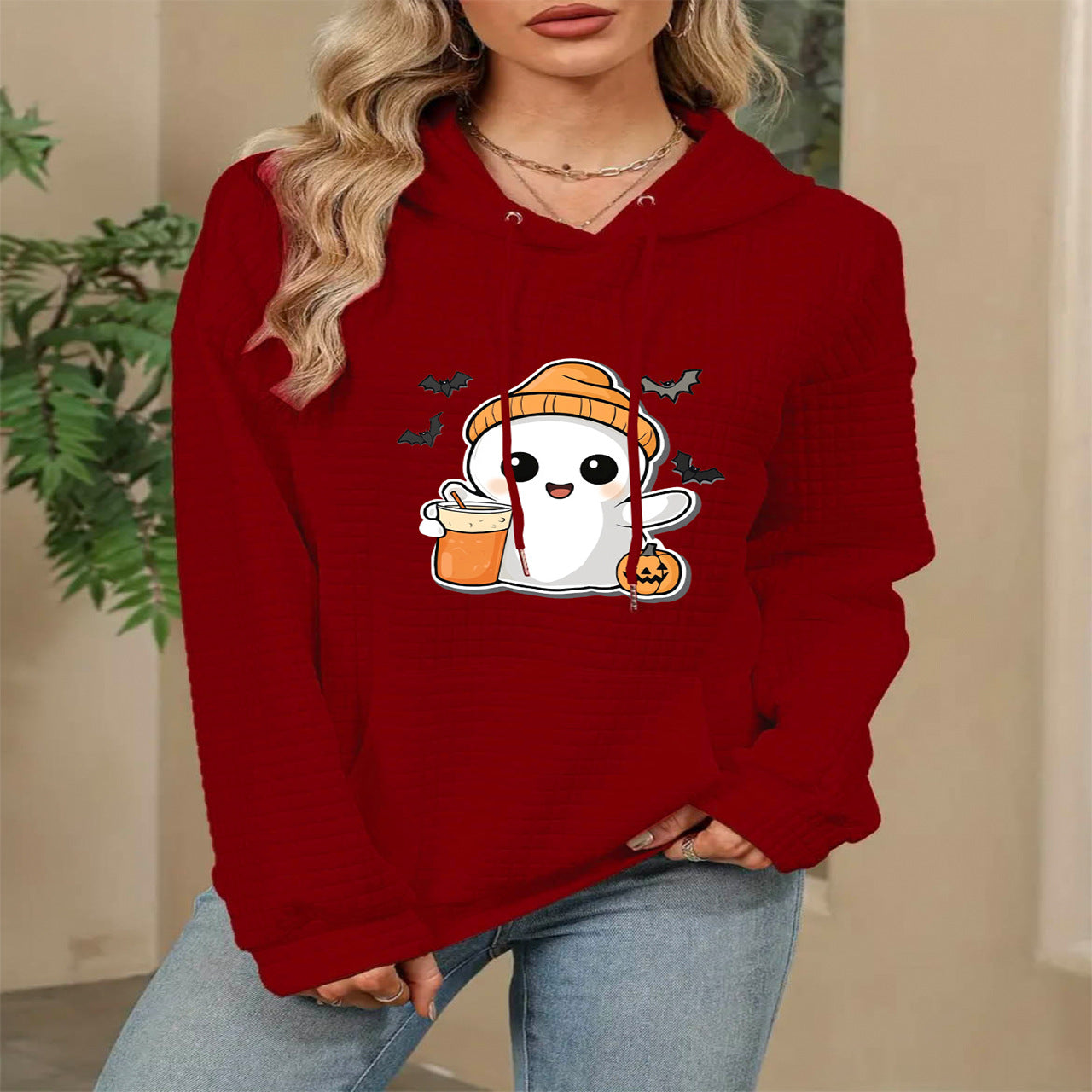 White Hooded Autumn Winter Sweater