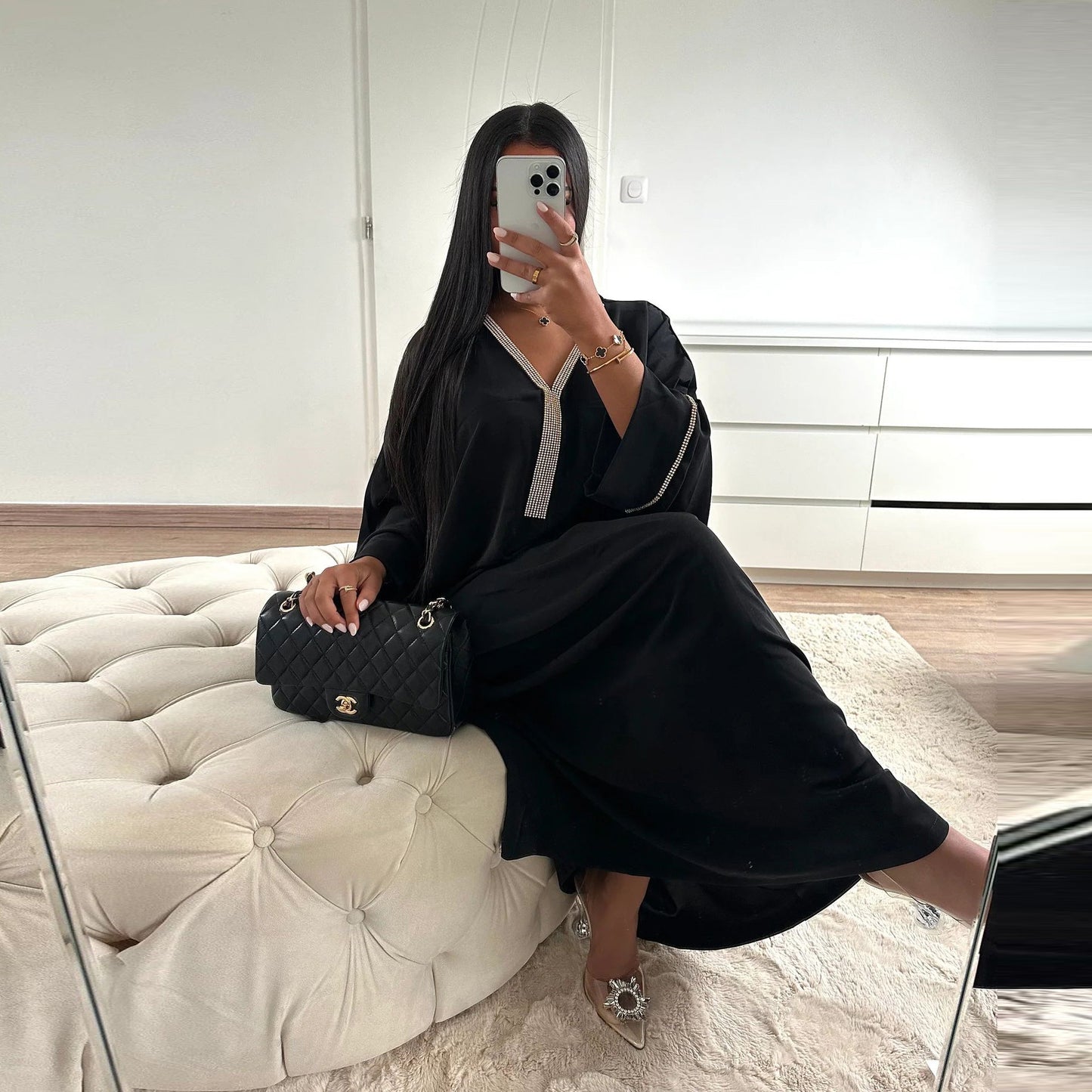 Dame Fashion Kjole Flagermusærme Kaftan