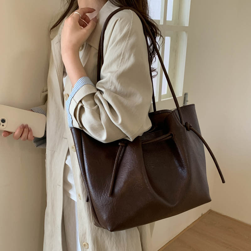 Retro Easy Matching Shoulder Commuter Tote Bag For Work