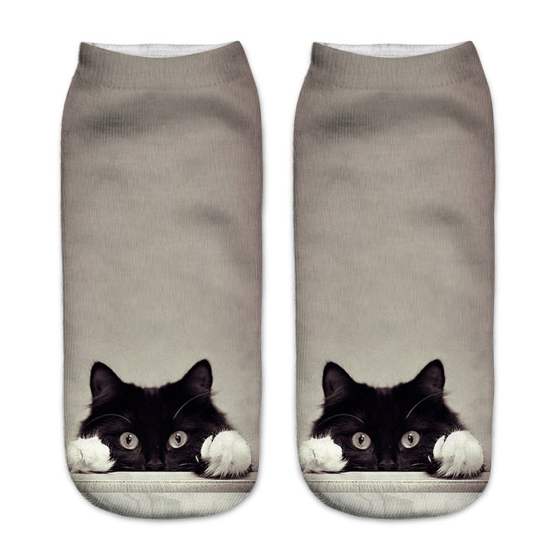 Cute Cat Series 3D Digital Printing Socks Children