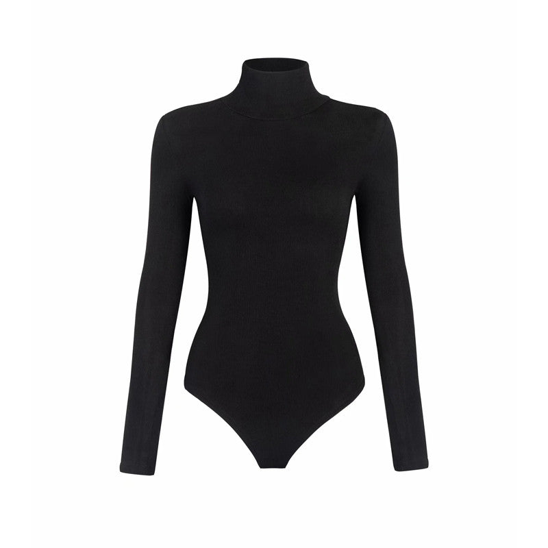 Women's Bottoming Shirt Half-high Collar Long Sleeves Design Sense Jumpsuit