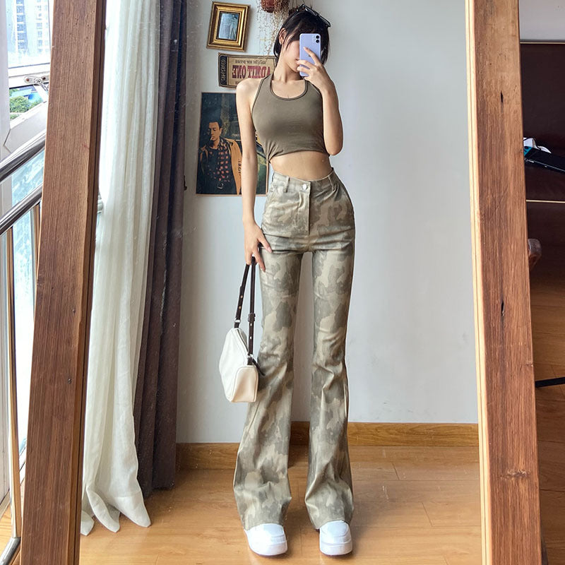 Women's Trendy Tie Dye High Waist Trousers Slim Fit