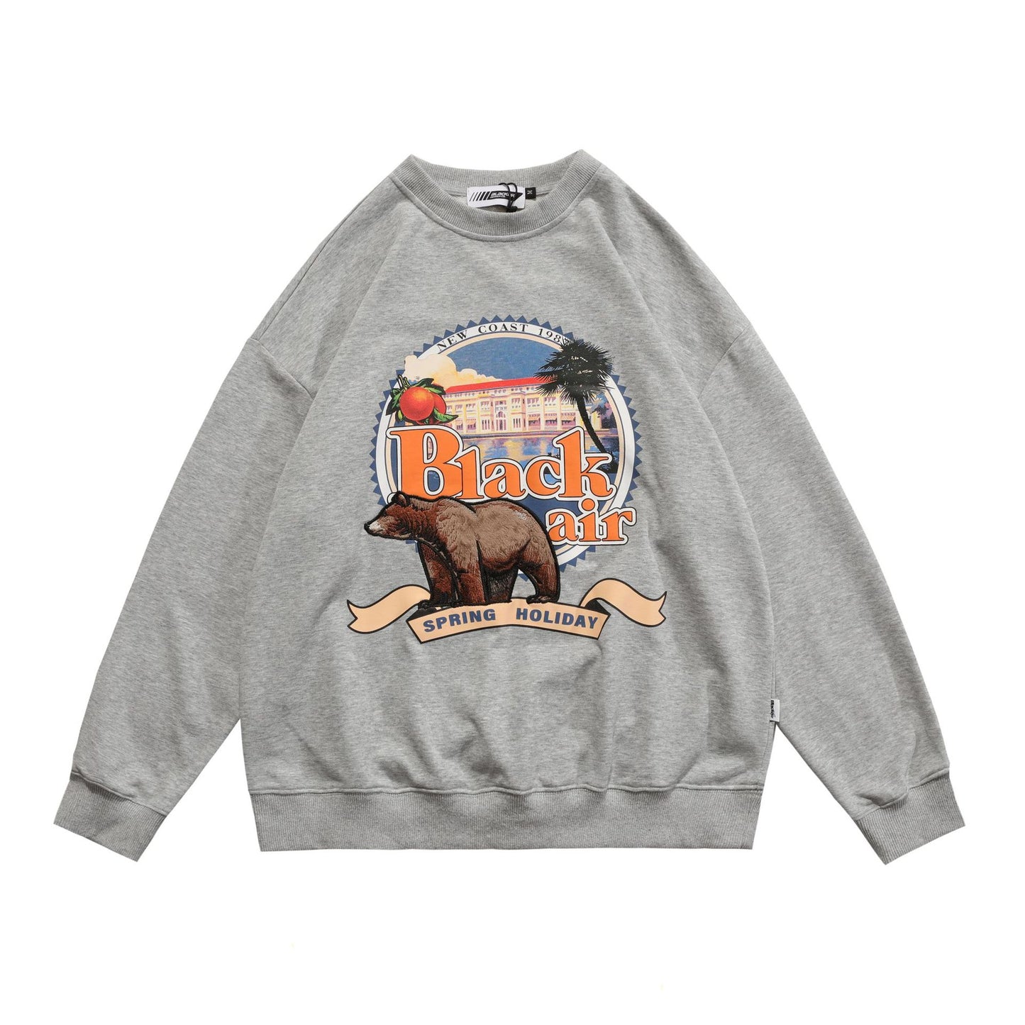 Sweatshirt Retro Print Embroidered 3D Bear Long Sleeve T-Shirt