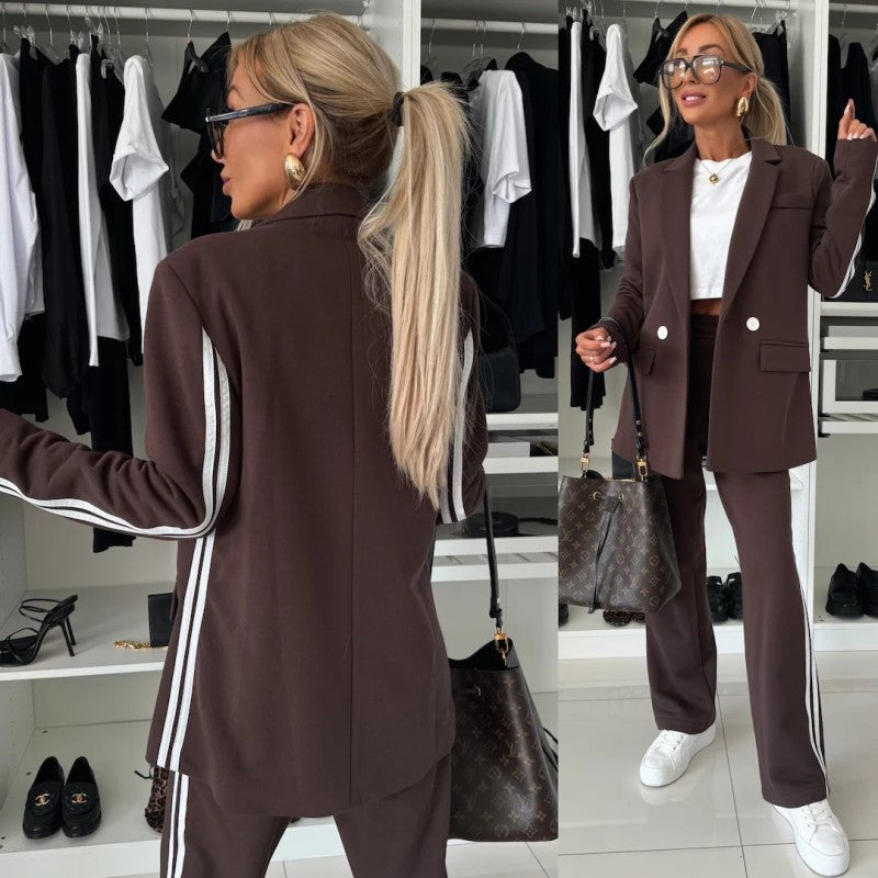 Long Sleeve Patchwork Casual Loose Suit Two Piece Set