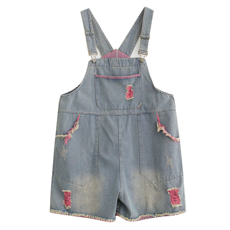 Fashion Retro Strap Denim Shorts