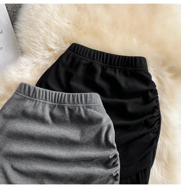 Irregular Pleated High Waist Elastic Skirt