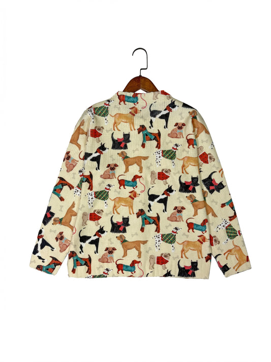 Farvetrykt let og transparent sweater
