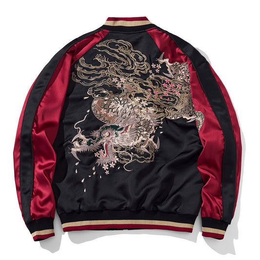 Mens Loose Fit Polyester Embroidered Chinese Style Jacket