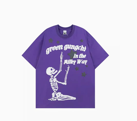 American Retro Star Skull Print Short Sleeve