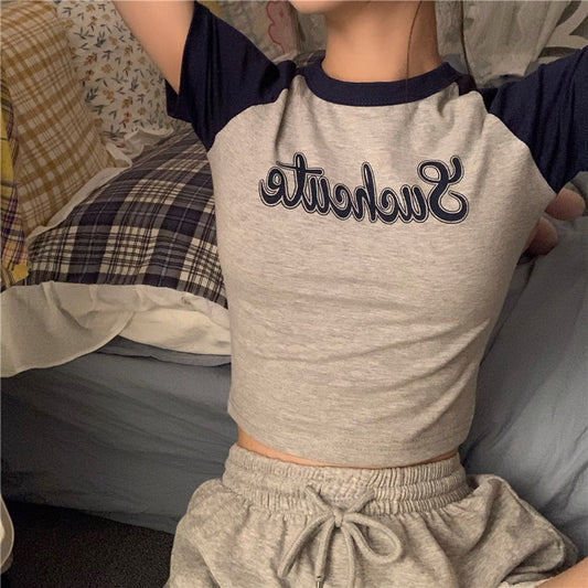 High waisted and navel exposed short bm top