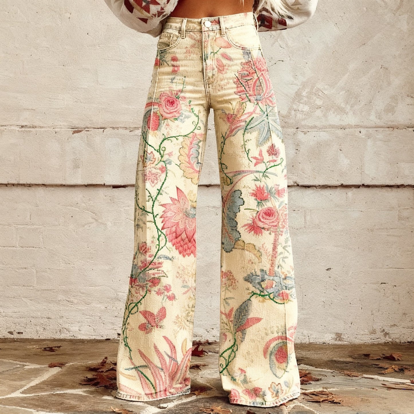 Slim-fit Twill Faux Denim Jeans Casual And Versatile