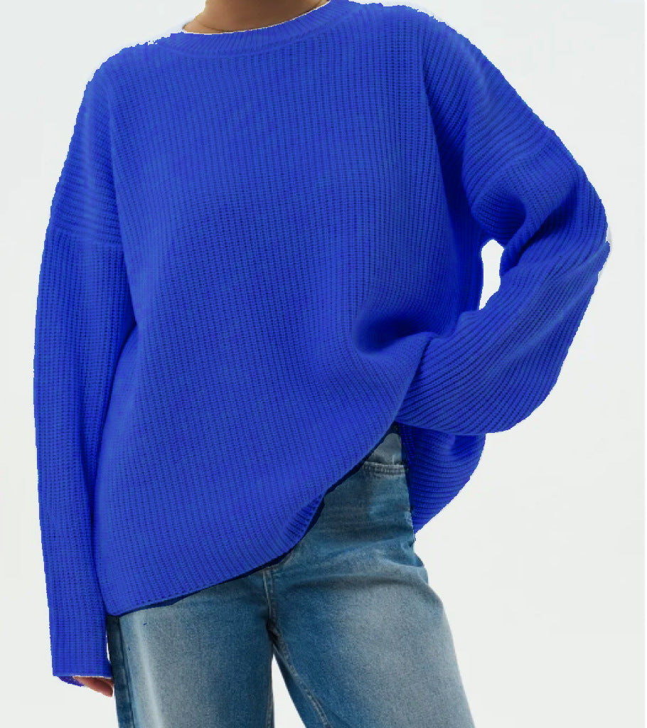 Spring And Autumn Loose Solid Color Knitted Pullover Sweater