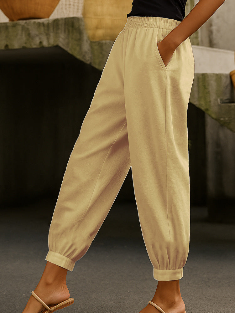 Stylish Casual Everyday Skinny Pants With Side Pockets And Elastic Waist