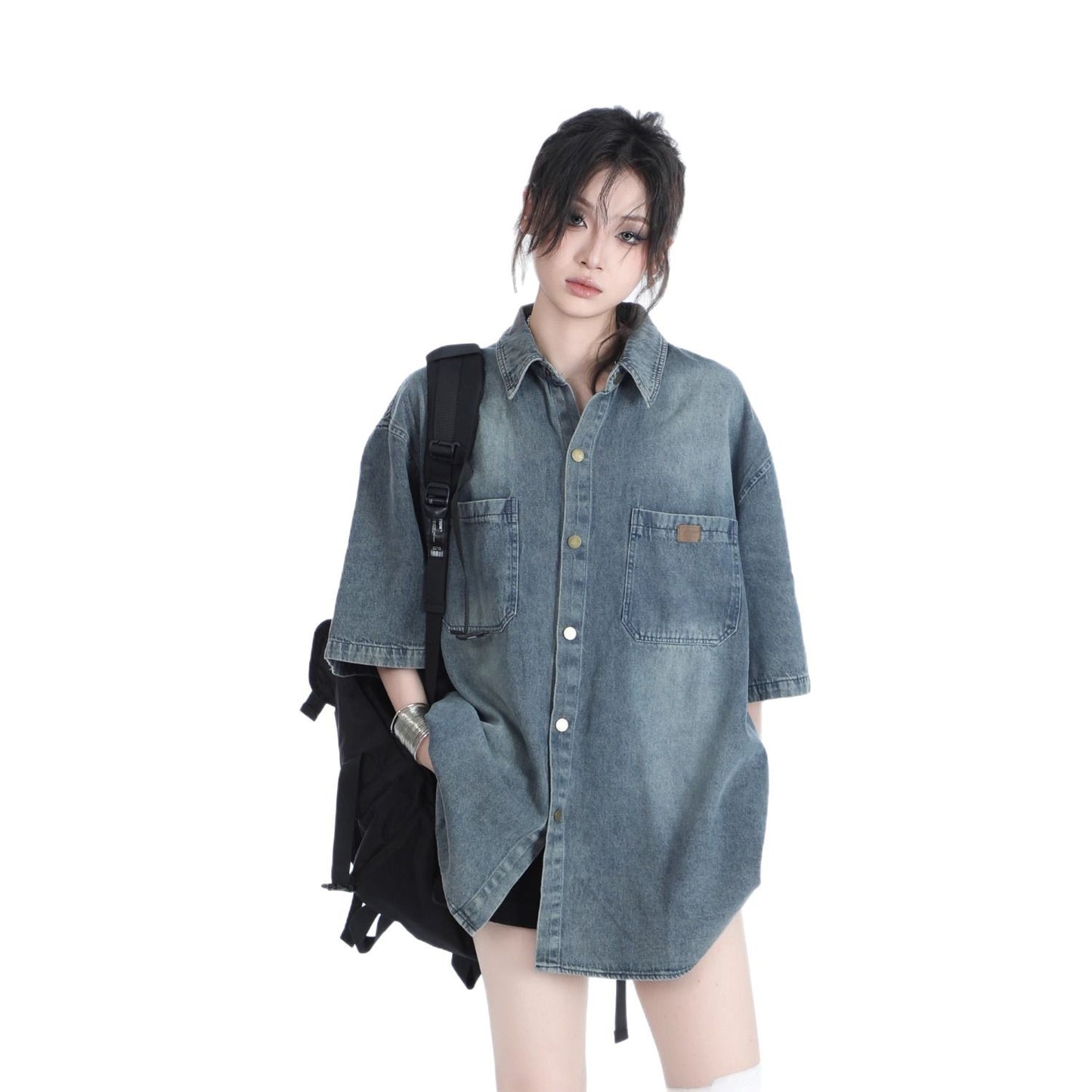 American Retro Heavy Wash Denim Short Sleeve